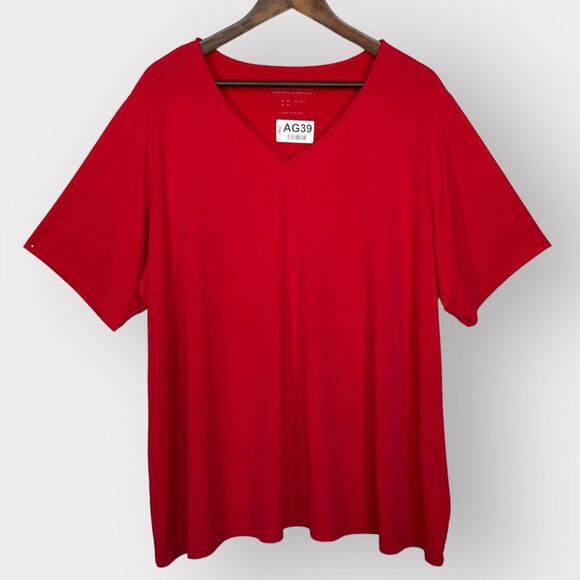Susan Graver Tunic‎ Top Women Size 3XP Red Modern Essentials Petite Liquid Knit - Picture 1 of 10